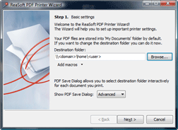 ReaSoft PDF Printer wizard